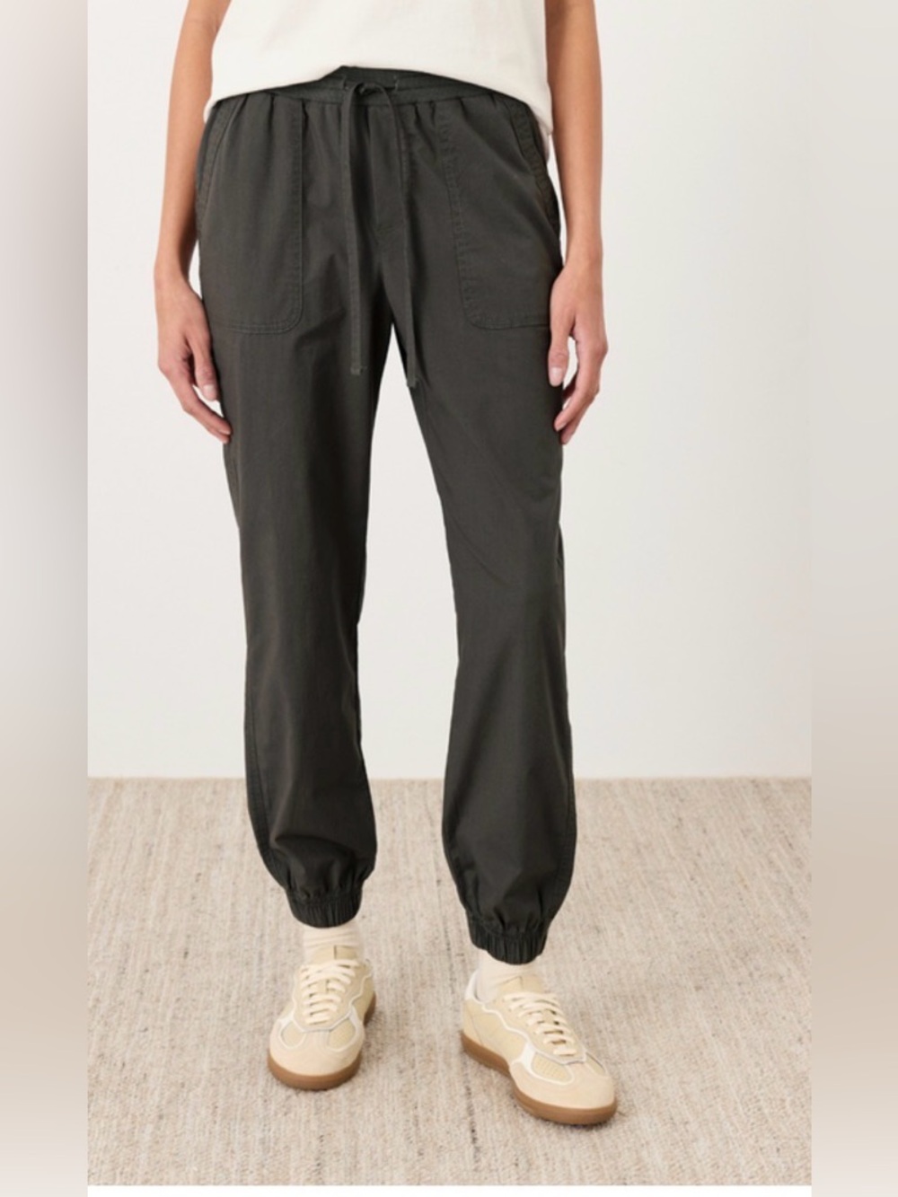 Pact Charcoal Poplin Cotton Drawstring Jogger Pants